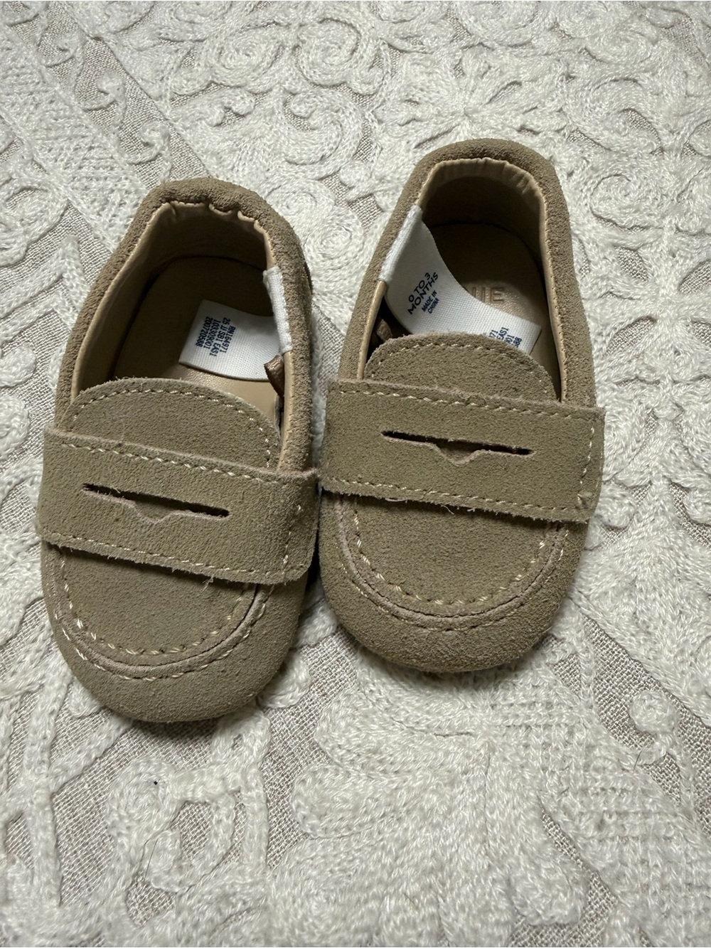 Janie and Jack Tan Suede Baby Loafers